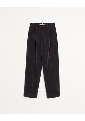Valentino WASHED COTTON-LINEN VELVET TROUSERS Man NIGHT 48