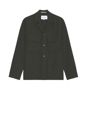 Norse Projects Mads Travel Light Overshirt in Black Olive - Army. Size L (also in M, S, XL/1X).