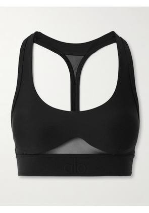 Alo Yoga - Rebel Mesh-trimmed Airlift Sports Bra - Black - x small,small,medium,large