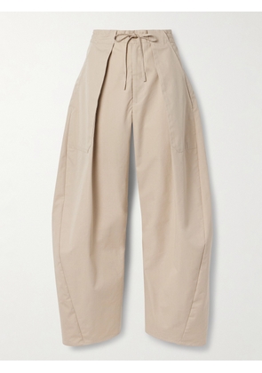KALLMEYER - Clemence Pleated Cotton-blend Twill Barrel-leg Pants - Neutrals - US0,US2,US4,US6,US8,US10,US12