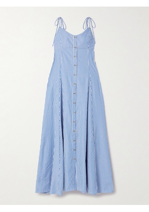 Rosie Assoulin - High Garden Pleated Striped Poplin Maxi Dress - Blue - US0,US2,US4,US6,US8,US10,US12,US14