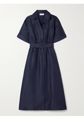 Rosie Assoulin - Jane Belted Woven Midi Shirt Dress - Blue - US0,US2,US4,US6,US8,US10,US12