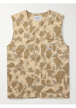 Carhartt WIP - Skyton Logo-Appliquéd Camouflage-Print Quilted Recycled-Ripstop Gilet - Men - Green - XS