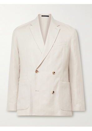 Paul Smith - Double-Breasted Herringbone Linen and Cotton-Blend Blazer - Men - Neutrals - UK/US 36