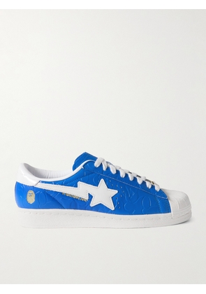 adidas Originals - BAPE Superstar Logo-Embossed Leather Sneakers - Men - Blue - UK 5