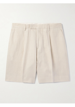 Lardini - Aramis Straight-Leg Pleated Linen-Twill Bermuda Shorts - Men - Neutrals - IT 46