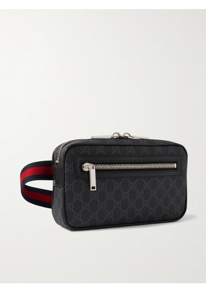 Gucci - Leather-Trimmed GG Supreme Monogrammed Coated-Canvas Belt Bag - Men - Black