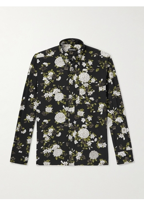 TOM FORD - Hendrix Button-Down Collar Floral-Print Silk-Crepe Shirt - Men - Black - EU 39