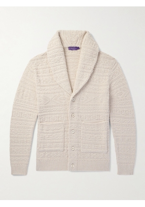 Ralph Lauren Purple Label - Shawl-Collar Textured Cotton and Wool-Blend Cardigan - Men - Neutrals - S