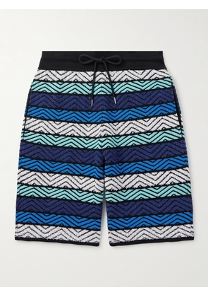 Missoni - Straight-Leg Striped Cotton-Blend Bouclé Drawstring Shorts - Men - Blue - IT 46