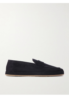 Brunello Cucinelli - Washed-Suede Penny Loafers - Men - Blue - EU 40