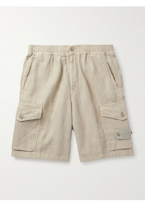 Stone Island - Ghost Straight-Leg Logo-Appliquéd Garment-Dyed Linen Cargo Shorts - Men - Neutrals - UK/US 28