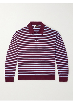 LOEWE - Paula's Ibiza Striped Cotton-Blend Polo Shirt - Men - Burgundy - S