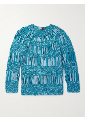 LOEWE - Paula's Ibiza Open-Knit Textured Cotton-Blend Sweater - Men - Blue - M