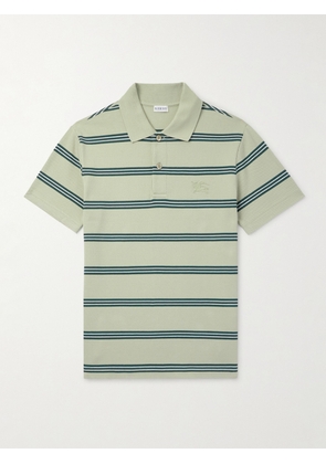 Burberry - Slim-Fit Logo-Embroidered Striped Cotton-Piqué Polo Shirt - Men - Green - S