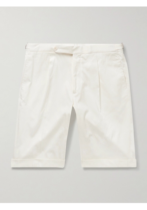 De Petrillo - Slim-Fit Straight-Leg Pleated Cotton-Blend Shorts - Men - White - IT 46