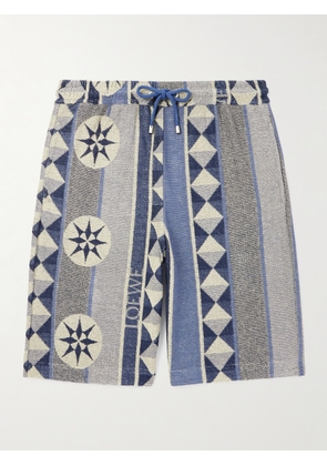 LOEWE - Paula's Ibiza Wide-Leg Printed Cotton-Blend Terry-Jacquard Shorts - Men - Blue - XS