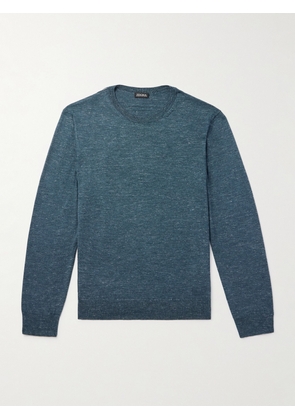 Zegna - Mulberry Silk, Cashmere and Linen-Blend Sweater - Men - Blue - IT 46