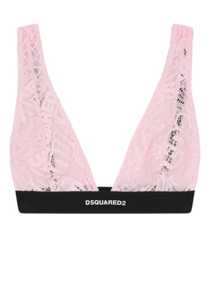 DSQUARED2 logo-embroidered lace bra - Pink