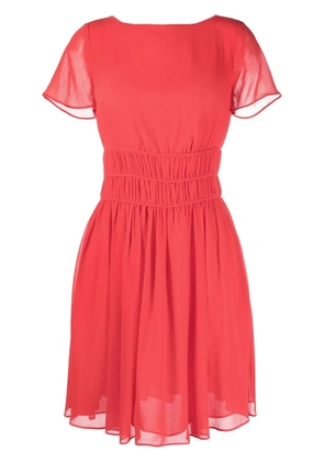 Emporio Armani ribbed-waist A-line dress - Red