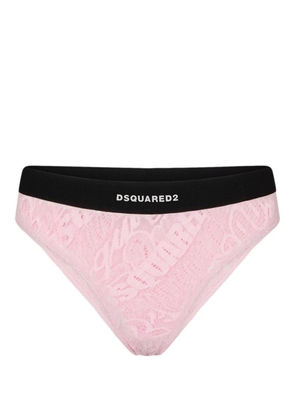 DSQUARED2 logo-embroidered lace briefs - Pink