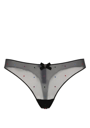 DSQUARED2 rhinestone-embellished mesh thong - Black