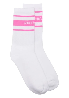 Hide&Jack ribbed logo-stripe socks - White