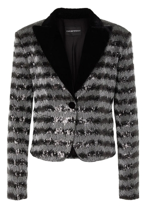 Emporio Armani striped sequin cropped blazer - Black