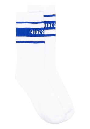 Hide&Jack ribbed logo-stripe socks - White