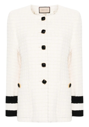 Gucci collarless tweed jacket - White