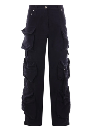 FEDERICO CINA Moleskin mid-rise cargo jeans - Blue