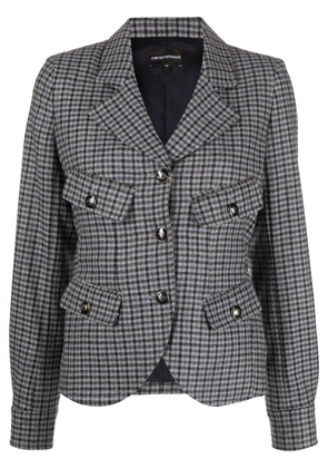 Emporio Armani single-breasted gingham blazer - Grey