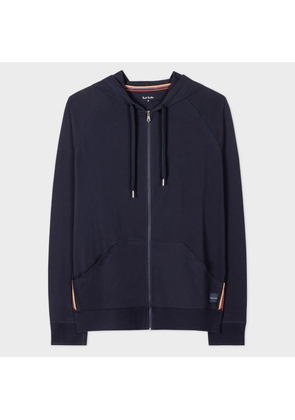 Paul Smith Navy Jersey Cotton Zip Lounge Hoodie Blue
