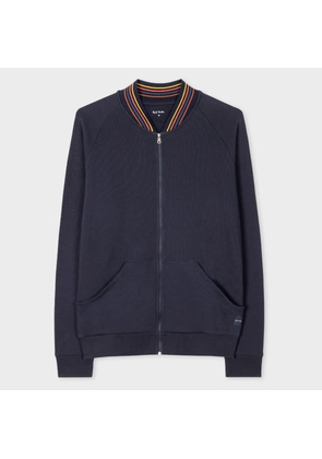 Paul Smith Navy Cotton 'Artist Stripe' Zip Lounge Top Blue