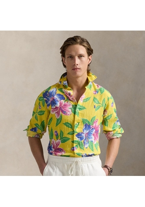 Classic Fit Hibiscus-Print Linen Shirt