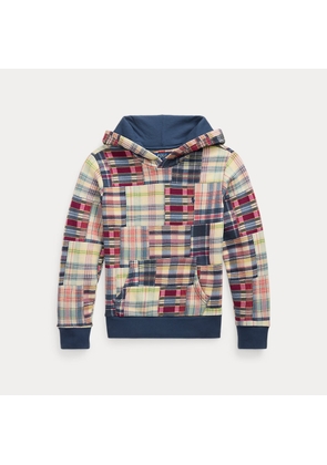 Plaid Patchwork-Print Fleece Hoodie