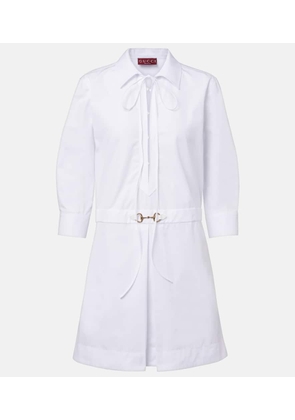 Gucci Leather-trimmed cotton minidress