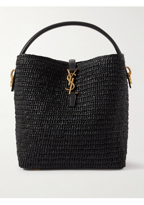 SAINT LAURENT - Le 37 Leather-trimmed Raffia Bucket Bag - Black - One size