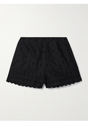 DÔEN - Arbre Broderie Anglaise Cotton Shorts - Black - US0,US2,US4,US6,US8,US10,US12