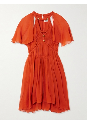 Isabel Marant - Randalia Embellished Cutout Printed Silk-crepon Mini Dress - Orange - FR 34,FR 36,FR 38,FR 40,FR 42