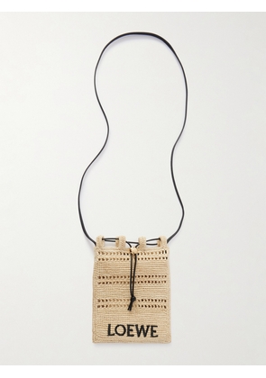 LOEWE - + Paula's Ibiza Leather-trimmed Embroidered Raffia Shoulder Bag - Neutrals - One size
