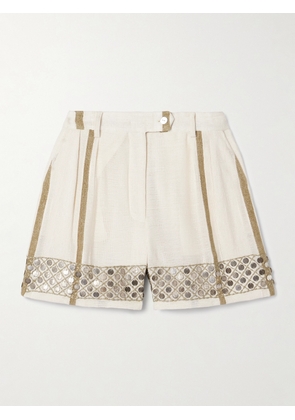 ALIX OF BOHEMIA - Deena Embellished Cotton-blend Shorts - Ecru - US0,US2,US4,US6,US8,US10