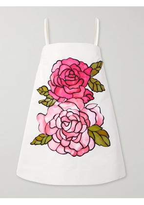 Oscar de la Renta - Embellished Faille Mini Dress - Ivory - US0,US2,US4,US6