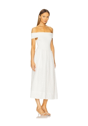 ASTR the Label Mixed Media Off Shoulder Dress in White. Size L. Also in M, S, XS.