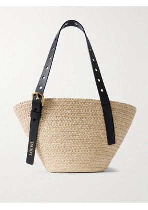 LOEWE - + Paula's Ibiza Punch Hole Small Leather-trimmed Raffia Tote - Neutrals - One size