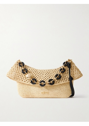 LOEWE - + Paula's Ibiza Ola Embellished Leather-trimmed Raffia Shoulder Bag - Neutrals - One size