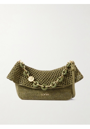 LOEWE - + Paula's Ibiza Ola Embellished Leather-trimmed Raffia Shoulder Bag - Green - One size