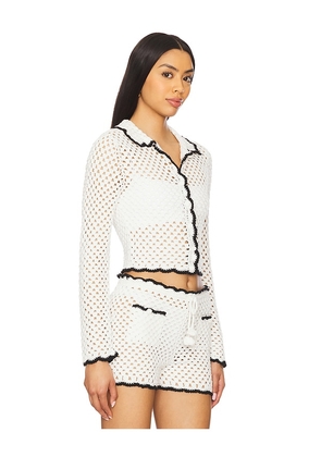 Stone Cold Fox x REVOLVE Holly Hand Crochet Collared Shirt in White. Size L. Also in M, S, XS.