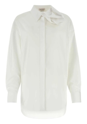 Alexander McQueen Orchid-appliqué poplin shirt - White
