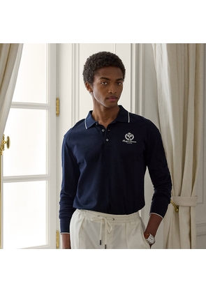 Crest-Embroidered Piqué Polo Shirt